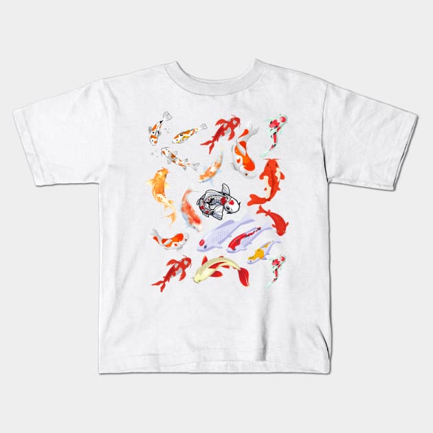 Koi Carp Fish Print Kids T-Shirt by Abstractdiva